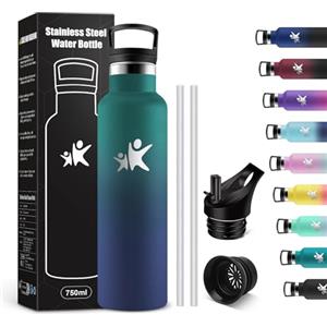 KollyKolla Borraccia Termica 750ml, Borraccia a Prova di Perdite, Facile Pulizia, senza BPA, Riutilizzabile, con Cannuccia, per Adulto, Campeggio, Ciclismo, Lavoro, Viaggio
