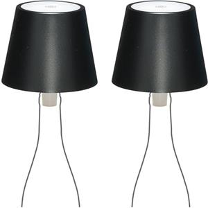 LA VILLE LUMIÈRE kit da 2 X MarieB Lampada LED Wireless, Ricaricabile e Dimmerabile, Abat-Jour per Interno/Esterno, 48h Autonomia, 3 Temperature di Luce, Alluminio, LVL(Metal Black)