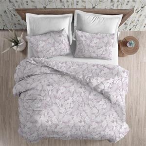 PENSIERI DELICATI Parure Copripiumino Matrimoniale Flanella 100% Cotone, Sacco 250X200 CM e Federa 52X82 CM, Made in Italy, Copripiumino Lavabile In Lavatrice A 40°, Fantasia Clorofilla Rosa