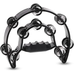 GEWA Tamburelli Mezzaluna - 20 paia di piattini cromati - Due file - Colore nero