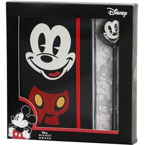 Disney Topolino Face-Confezione Regalo con Diario e Penna a Sfera Fashion, Nero, 22,4 x 23,2 cm