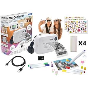 Lexibook StarCAM Print, Confezione di fotocamera con stampante istantanea, funzione foto e video, scheda SD da 32 GB e kit di personalizzazione foto inclusi, DJ150LXB