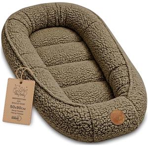 Totsy Baby Nido Neonato Riduttore Letto boucle 90x50 cm - Babynest Portatile per Culla Lettino Morbido Coccola Cocoon Bimbo Bimba Camera Neonati Beige scuro