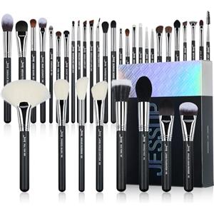 Jessup Pennelli Make Up Set pennelli trucco professionale da 35 pezzi Artiste Collection Fondotinta polvere Contorno Fard Ombretto Illuminante Eyeliner Pennello T342