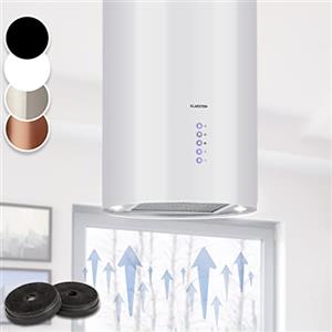 Klarstein Cappa Isola, Cappa Cucina con Timer, Flusso d'Aria di 650m³/h, Cappa per Isola Cucina con 3 Modalità e Design Candelabro Bianco