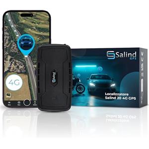 Salind GPS Salind 20 4G, Tracker GPS per Auto, Barche e Altri Veicoli, Localizzatore con App, Magnete Integrato, Batteria a Lunga Durata (Fino a 180gg in Modalità Standby) e Monitoraggio in Tempo Reale