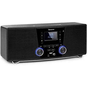 AUNA Stockton - Micro Impianto Stereo, DAB+, FM con Funzione RDS, Bluetooth, USB, AUX, CD, MP3, 20W max. (2 x 5W RMS), Dimensioni Compatte, Multiuso, Display OLED, Ed. 2020, Nero
