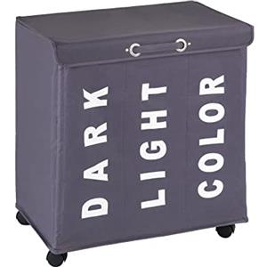 WENKO Portabiancheria Trivo grigio - cesta della biancheria Capacità: 116 l, Poliestere, 56 x 60 x 35 cm, Grigio scuro