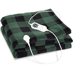 Klarstein Dr. Watson - Coperta elettrica, scaldaletto, termocoperta, 3 regolazioni, timer, protezione da surriscaldamento, adatta alla lavatrice, batterie, 120 W, 200 x 180 cm, rombi verdi