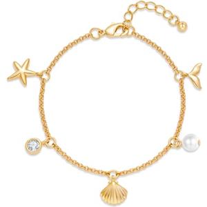 LILIE&WHITE Bracciale da donna a sirena dorata, anallergico, resistente alla ruggine e ai colori, con conchiglia, stella e perla, Eine Grösse, Rame, Nessuna pietra preziosa