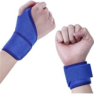 URAQT Fascia da Polso 2 Pezzi, Supporto Polso, Tutore Tunnel Carpale per Sindrome del Tunnel Carpale, Artrite, Tendinite, Frattura e Distorsione del Polso, SX e DX (Blu)