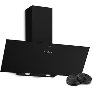 Klarstein Laurel Cappe Inclinate 90 cm - Cappa Angolare, 417 m³/h, Touch, LED, A+++, 3 Velocità & Boost, Filtro Carbone, Ricircolo o Espulsione, Design Vetro, Cappa Cucina, Nero