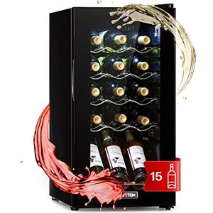 KLARSTEIN Cantinetta Vino Design, Cantinetta Vino Refrigerata a Zona Singola per Vino Rosso, Bianco e Birra, Controlli Touch, Frigo Vino Cantinetta per Esterno/Interno, 5-18°C, 53L, 15 Bottiglie