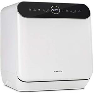 KLARSTEIN Oceana - Mini Lavastoviglie da Tavolo, Classe F, 125 kWh/anno, 2 Coperti, Freestanding, Libera Installazione, Lavaggio a 360°, 6 Programmi, Touch Control, Consumo: 6 L, Bianco