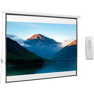 HOMCOM Schermo per Proiettore 120 Pollici Formato 4:3 Regolabile con Telecomando, Schermo di Proiezione Motorizzato Compatto, Installazione a Parete o Soffitto, 244x183 cm, Bianco
