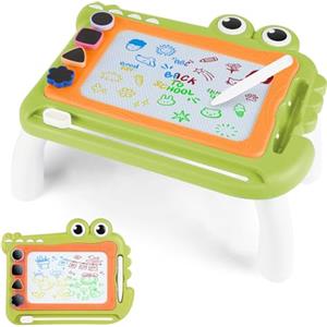 OFFCUP Lavagna Magnetica per Bambini 4 Colori Cancellabile Magnetica con 4 Timbri Magnetici e 1 Penna Giochi Bambini 3 4 5 Anni Lavagnetta Magica Regalo per Bambine e (Verde)