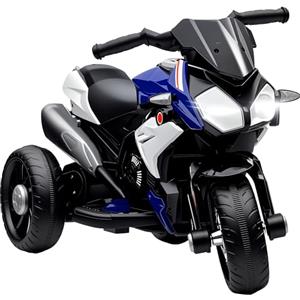 HOMCOM Moto Elettrica per Bambini 3-5 Anni Max. 25kg con Luci, Musica, Batteria 6V e Velocità 3km/h, 86x42x52 cm, Blu
