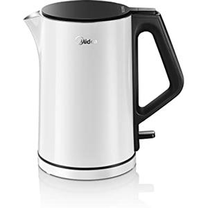 Midea Bollitore Acqua Elettrico 1.5L,Bollitore ad Acqua Calda senza BPA, Base Rotante a 360 °,Indicatore 2200W Rapida Ebollizione Spegnimento, Automatico Protezione da Evaporazione a Secco, Bianco