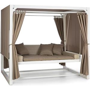 Blumfeldt Dondolo da Giardino XL - 3 Posti con Tettuccio Idrorepellente e Baldacchino, Letto da Giardino con Cuscini, Sedia a Dondolo per Esterno