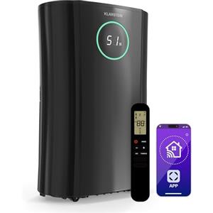 KLARSTEIN DryFy ProConnect 24L Deumidificatore Wi-Fi, Silenzioso, Timer 24h, Filtro HEPA, Portatile per Casa/Ufficio, Controllo umidità, Stanze Fino a 36m², Nero