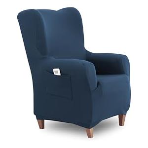 textil-home Textilhome Copripoltrona Con Orecchie TEIDE 1 Posto - Fodera Elasticizzata, Copridivano Poltrona Protettiva Antigraffio Anti-Animali - Colore Blu (70-100 cm)