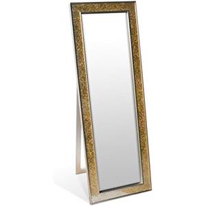 Glamour by Casa Chic - Specchio da parete grande effetto mosaico - 130 × 45 cm - oro lucido