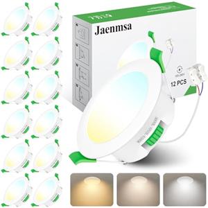 Jaenmsa Faretti LED da Incasso per Cartongesso 4W 230V, Foro Ø 55-65mm Faretti Incasso Cartongesso Ip44, Dimmerabile, Luce Calda 3000K Luce Neutra 4000K Luce Freddo 6500K, Set di 12