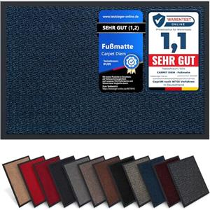 Carpet Diem Zerbino 40 x 60 cm - Tappeto ingresso antisporco - Interno ed Zerbino da Esterno, Tappetino antiscivolo per Porta, Tappeto antisporco per Porta d Ingresso - Blu-nero
