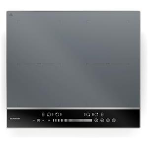 Klarstein DualTone Flex Piano a Induzione - 4 Zone, 7200W, Thermoboost, Controllo a Scorrimento, Timer, Zone Flessibili, Telaio in Alluminio, Display a LED Bianco, Argento