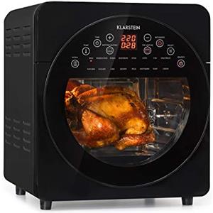 KLARSTEIN AeroVital Easy Touch - Friggitrice ad Aria Calda e Forno, Friggitrice Aria, Volume: 14 Litri, 1700 W, 16 Programmi, Cool Touch Housing, Timer: 60 minuti/8h per Essiccazione, Nero