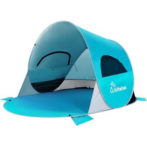 Wolfwise Tenda Pop up Istantaneo per 3-4 persone, Spiaggia UPF 50+, Tenda Automatica Portabile riparo dal sole per Famiglia/Pesca/Trekking/Picnic, 220x145x120CM ( 87 ×57×47 IN), Blu