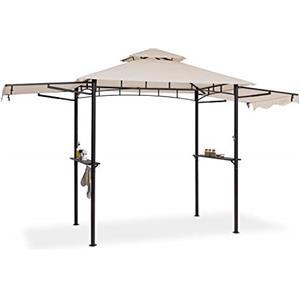 blumfeldt Steakhouse Wings - Gazebo per Barbecue, Dimensioni: 235 x 242 x 145 cm (LxAxP), Parasole/Parapioggia: Poliestere 160g Idrorepellente/Antifiamma, 2 Tettoie Laterali Apribili, Beige