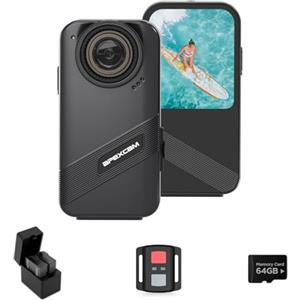 Apexcam K20 Touchscreen Action Cam 4K60FPS 48MP Ultra HD WiFi 8X Zoom EIS Fotocamera sportiva subacquea 20m impermeabile con 64GB Card 2.4G Telecomando 2x1350mAh Batterie
