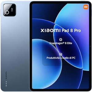 XIAOMI Pad 8 Pro, Tablet 11,2'', 8+256 GB, Snapdragon® 8 Elite, Batteria 9200 mAh, Display cristallino 144 Hz, HyperAI, Blu, Garanzia 2 anni del produttore+1 anno extra, Caricatore non incluso