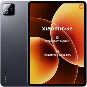 XIAOMI Pad 8, Tablet 11,2'', 8+256 GB, Snapdragon® 8s Gen 4, Batteria 9200 mAh, Display cristallino 3.2K 144 Hz, HyperAI, Grigio, Garanzia 2 anni del produttore+1 anno extra, Caricatore non incluso