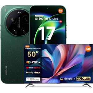 Xiaomi 17 Ultra, Smartphone 16+512GB, Teleobiettivo Lenti Leica APO 200MP 75-100mm, Tecnologia LOFIC HDR, HyperAI, Starlit Green, Garanzia 2 anni+1 anno extra, Caricatore non incluso+TV A Pro QLED 50"
