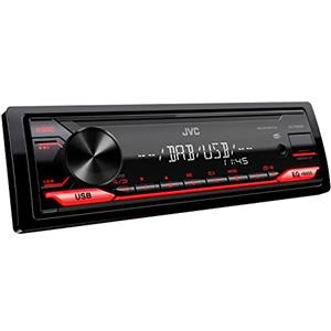 JVC Autoradio KD-X182DB con DAB+, Ingresso USB/AUX, Alta Qualità del Suono Digitale, Allineamento Temporale degli Altoparlanti, Compatibilità con Comandi a Volante, Facile Installazione, Colore Rosso