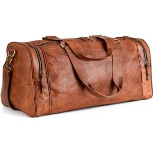 Berliner Bags Vintage Borsone da Viaggio Bergen, Borsone Palestra in Vera Pelle, Weekender per Sport da 45L, Unisex - Marrone