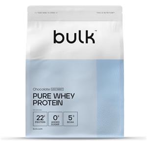 Bulk Pure Whey Proteine in Polvere Meno Dolce, Cioccolato, 22g di Proteine e 5g di BCAA, Shake di Whey Concentrato, A Basso Contenuto di Zuccheri, Supporta la Crescita e il Recupero Muscolare, 500g