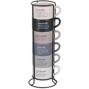 Villa d'Este Home Tivoli Set 6 tazzine caffè 90 ml in porcellana con stand, Victionary