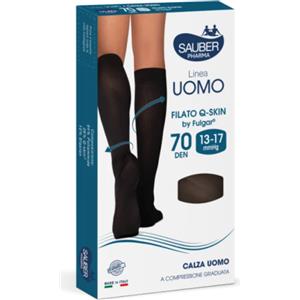 DESA PHARMA Calza Uomo Q-SKIN 70 Denari Nero - Compressione Graduata, Antibatterica e Traspirante, Taglia S/M e M