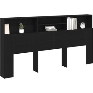 vidaXL Armadio testiera in Rovere Nero, 200 x 19 x 103.5 cm, in Legno ingegnerizzato con Ripiani integrati. Un Modo Chic per sistemare la Tua Camera da Letto. Perfetto Come Organizer Moderno per Spa