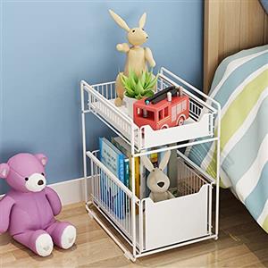 LANTUS Scaffale Portaoggetti Sotto Lavello, Carrello di Stoccaggio Estensibile, Organizzatore per Cucina, Casa, Salvaspazio, Mobile, Scaffale a 2 Ripiani in Acciaio Inox (37,4 * 26,5 * 44 cm)