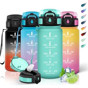 Motswedi Borraccia Bambini, 500ml a Prova di Perdite, Borraccia con Cannuccia, senza BPA, Borracce, Con 2 Tappi, Bottiglia Acqua, Borracce Bambini, Per Scuola, Ufficio, Sport, Blu Verde-3245C