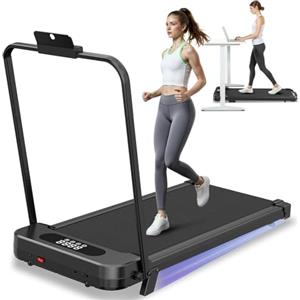 Dskeuzeew Tapis Roulant Elettrico Piehevole Inclinazione 7%, 3 IN 1 Walking Pad Tapis Roulant Extra Large, Telaio Rinforzato, Schermo LCD e Chiave di Sicurezza(Nero notte)