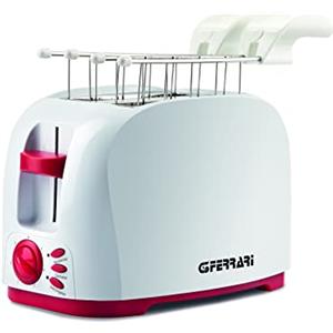 G3 Ferrari G10179 Tostapane To-Stàr, 800 Watt, Pinze INOX, Ampie fessure per toast farciti, Vassoio raccogli briciole, 7 livelli di cottura, Bianco