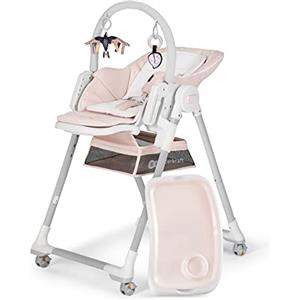 kk Kinderkraft Kinderkraft LASTREE Seggiolino Pappa Reclinabile 0-36 Mesi, Funge da Sdraietta con Barra dei giochi, Schienale Poggiapiedi regolabile, Regolare l'altezza del Sedile, Rosa