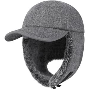 PivotWing Cappello Uomo Donna Invernale con Visiera Paraorecchie Berretto Invernale Uomo Donna Coppola Colbacco Cappelli Invernali Donna Lana Impermeabile Cappello Aviatore, Grigio Erica Scuro