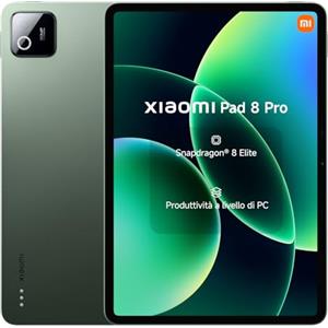 XIAOMI Pad 8 Pro, Tablet 11,2'', 8+256 GB, Snapdragon® 8 Elite, Batteria 9200 mAh, Display cristallino 144 Hz, HyperAI, Verde Pino, Garanzia 2 anni del produttore+1 anno extra, Caricatore non incluso