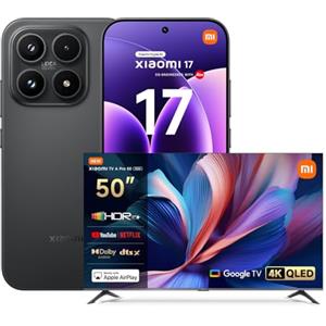 XIAOMI 17, Smartphone 12+512GB, Lenti Leica Summilux, Sensore Light Fusion 950, Batteria 6330 mAh, HyperAI, Black, Garanzia 2 anni+1 anno extra, Caricatore non incluso+TV A Pro QLED 50"